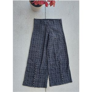 ART Embroidered Button Detail Wide Leg Pants